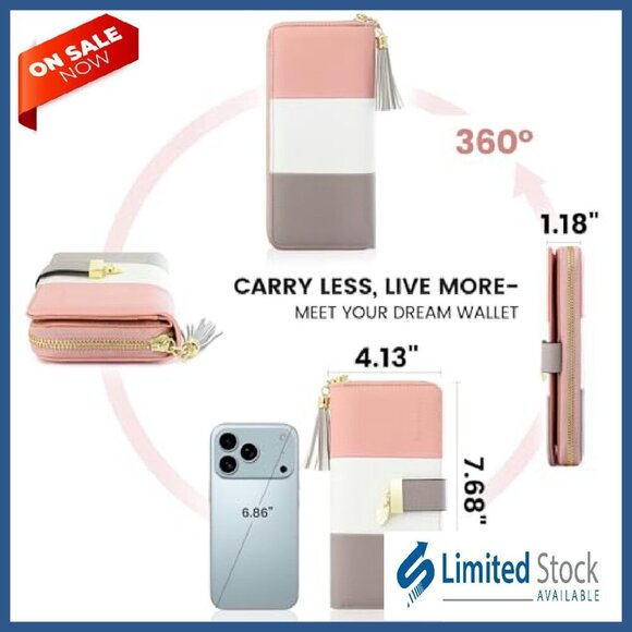 Large Capacity RFID Blocking Bifold Wallet with Zipper Coin Pocket ID Window - Picture 4 of 7